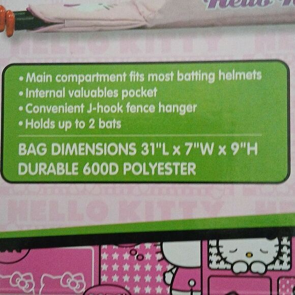 Hello Kitty Baseball Bat/Helmet Bag Pink 31"x7"x9" NEW - Picture 2 of 4